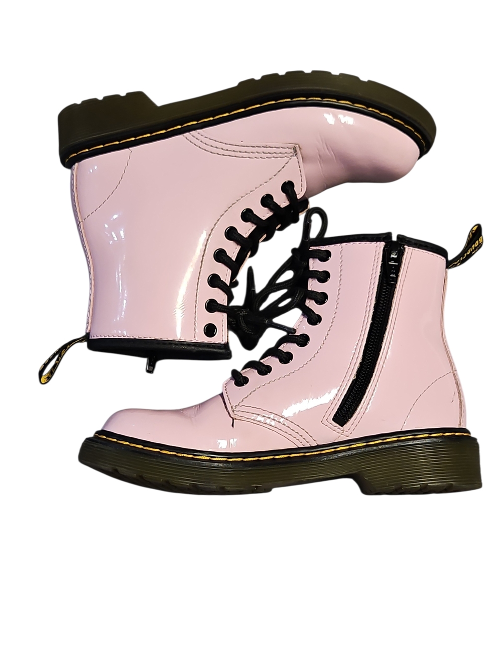 Dr Martens Junior 1460 Pale Pink Patent Combat Boots with Side Zipper Size 13US - Picture 3 of 7
